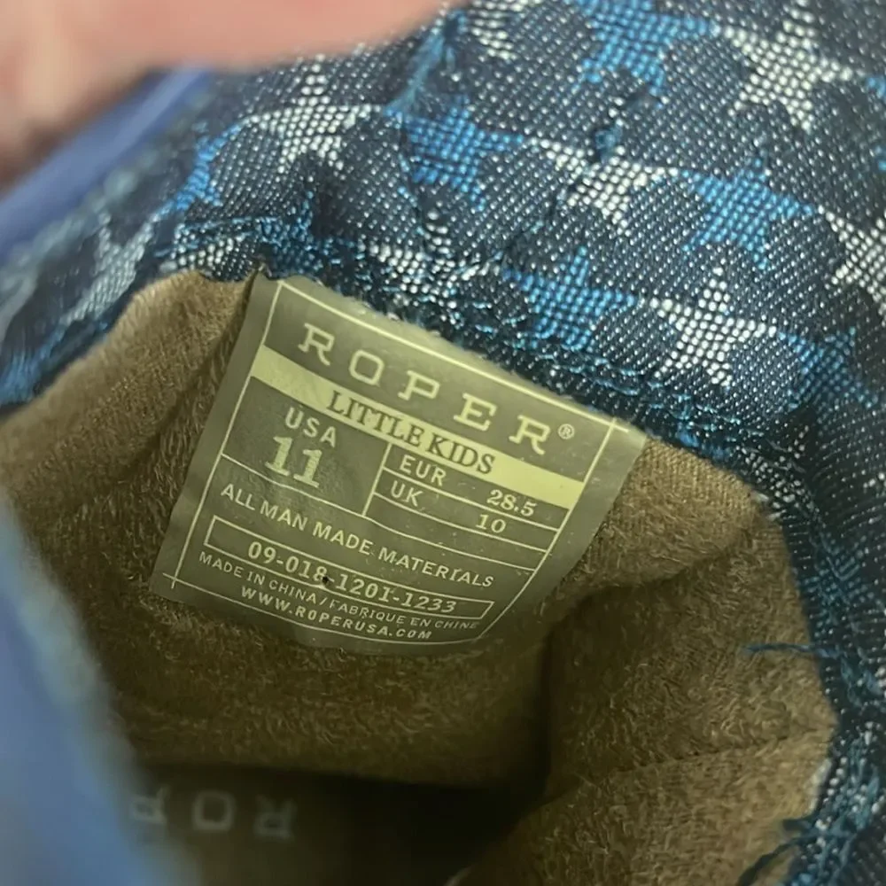Roper Kids Lightning (Toddler/Little Kid) Blue and Brown Western Boots Size 11